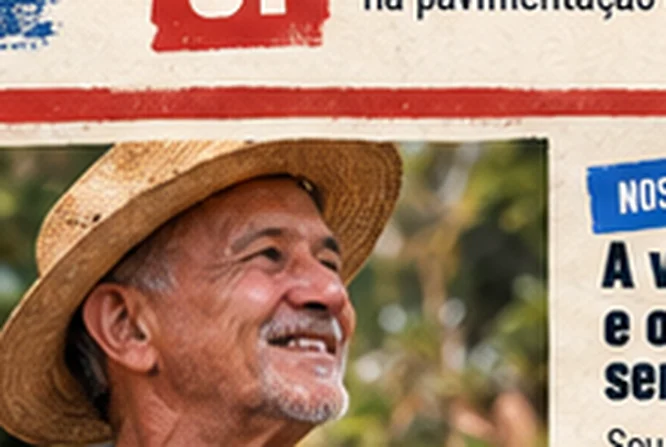 Seu Antônio, morador rural de Águas de Santa Bárbara, sorrindo com chapéu de palha
